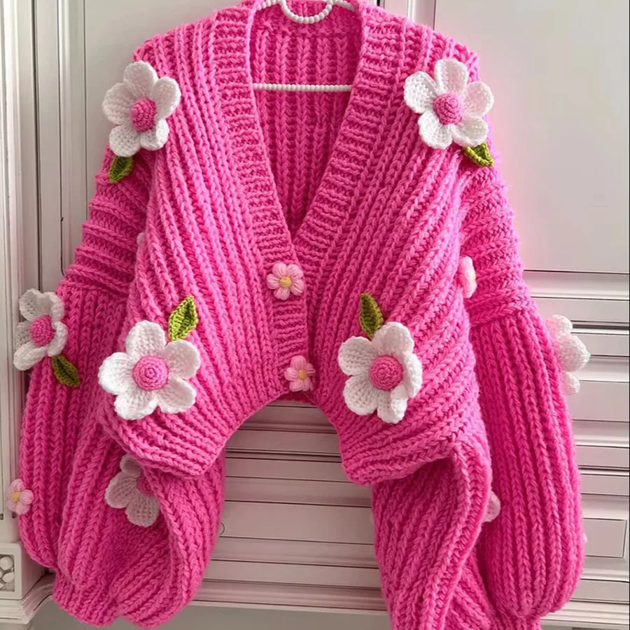 Женский Вязаный Кардиган с длинным рукавом