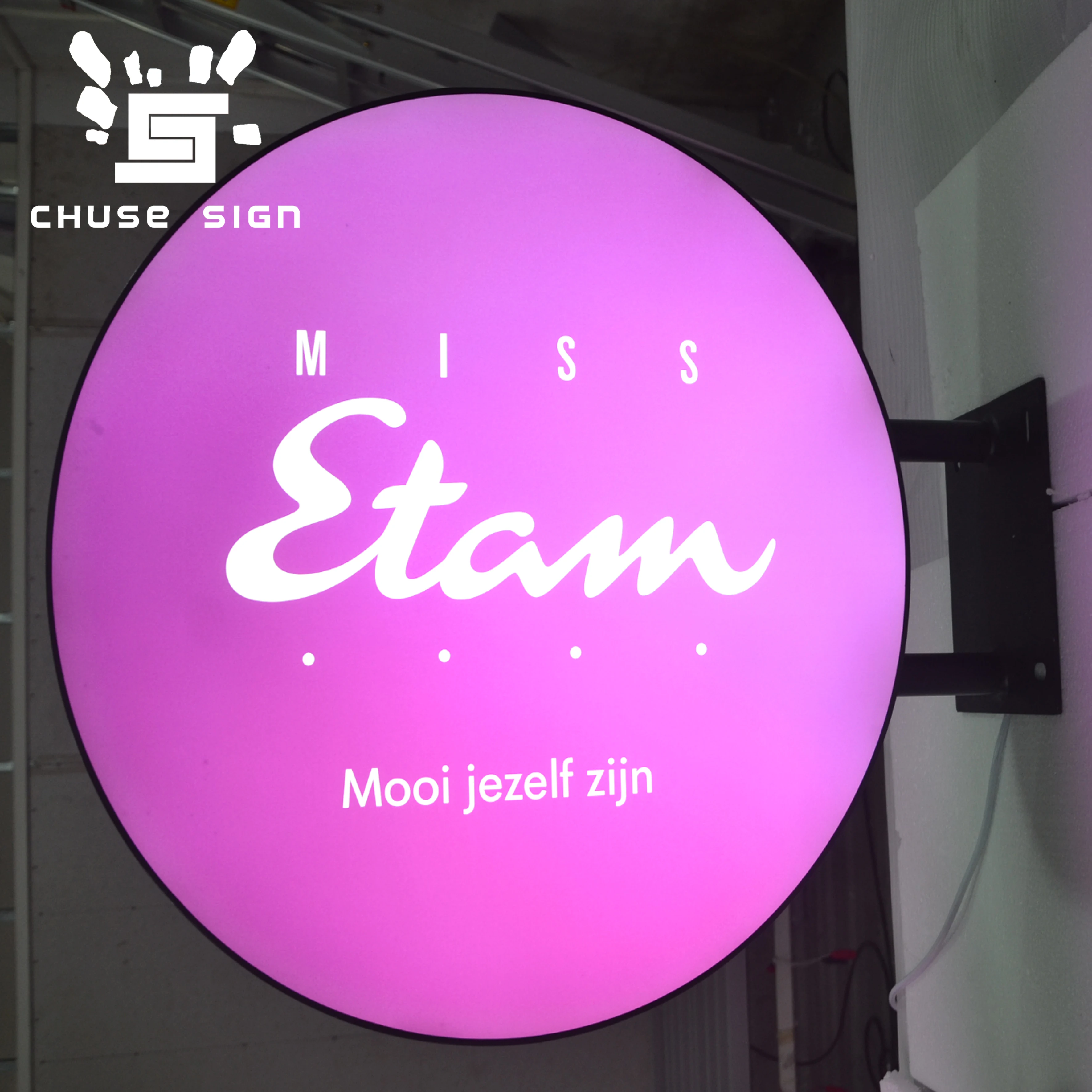 
 CHUSE 3D LED Sign Board Blade Sign Company Name Icon Round Logo Light Box Waterproof LED Wall Sign  