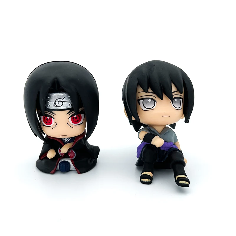 Wholesale 9cm Cartoon Figure Q Version Japanese Anime Dolls Naru-to Sasuke Kakashi Cute Gift For Kid Toy Car Model