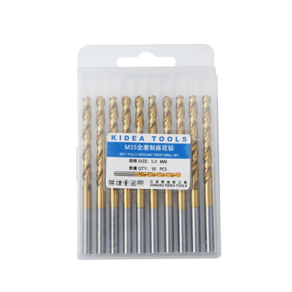 Professional industrial drill bits Kidea tools HSS M35 cobalt 5% twist drill bit for metal