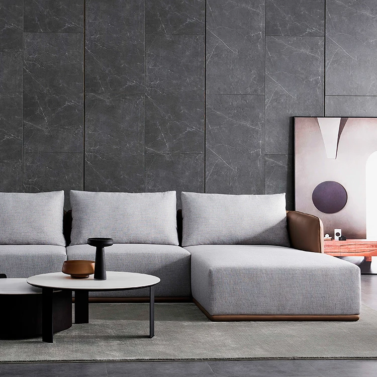 MOQ 1 Set Living Room Furniture Sofas L Shape Customized Sectional Fabric Couches Sofa Set On Sale