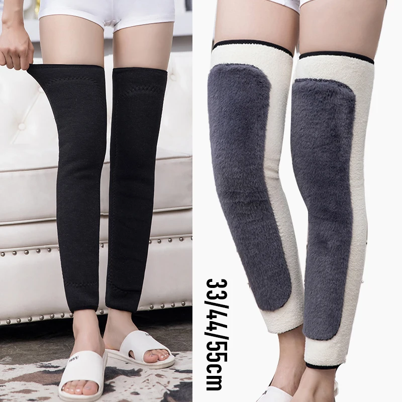 Ecommerce Bestsellers Winter Furry Leg Warmer Sleeves Fast Warm up Berber Fleece Thicken Legging Knee Support Pads With Straps