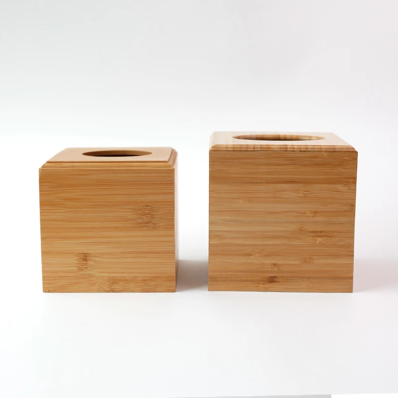 Custom Premium-Quality Bamboo Household Tissue Box Cover Bamboo Tissue Box Storage Paper Holder For Restaurant Hotel Bathroom