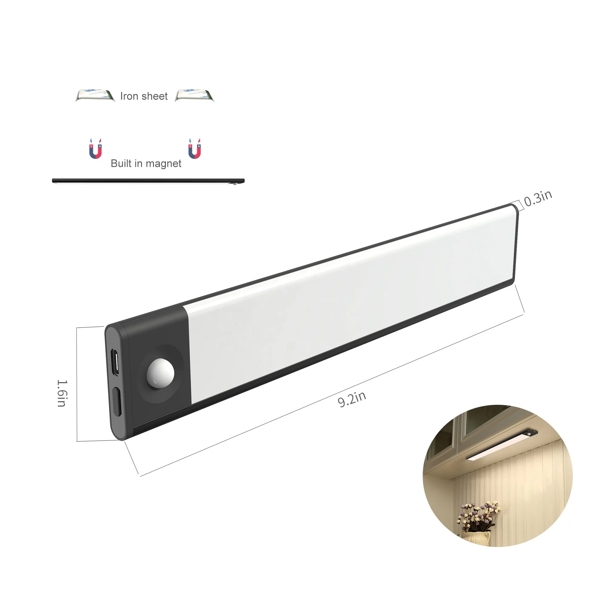 Ultra Thin under Cabinet Light Barfor Stairs Led Battery Power Stick on Led Sensor Light for Kitchen Cabinet