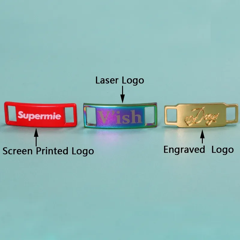 Wholesale Engraved Printed Logo Shoelace Metal Tag AF1 Dubraes Lace Locks Shoelace Charms