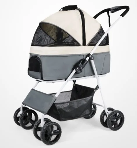 Wholesale customized folding luxury 4 wheels dual cheap small cat dog pet cart stroller