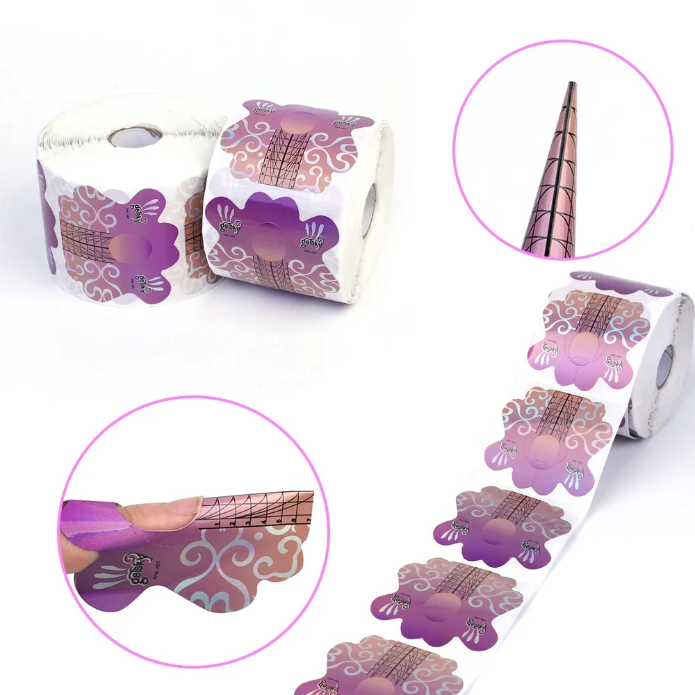 Gelsky Holographic Effect Acrylic Nail Forms Cut Into Slices 150Pcs Box Packaging Xxl Nail Forms