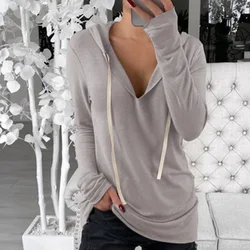 Одноцветная Толстовка на шнурке с v-образным вырезом на осень и зиму, пушистая толстовка с капюшоном на заказ с вышитым логотипом