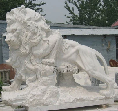 Custom large outdoor decoration handcarved stone animal statues marble lions