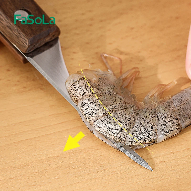 Кухонные инструменты FaSoLa для морепродуктов нож удаления креветок открывания из нержавеющей стали