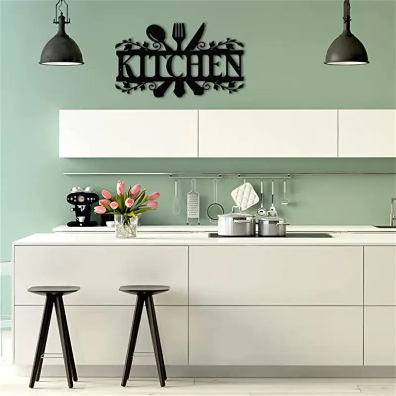 Personalized Black Powder Coated Iron Decorative Pendant Metal Wall Hanging Design Kitchen Decor