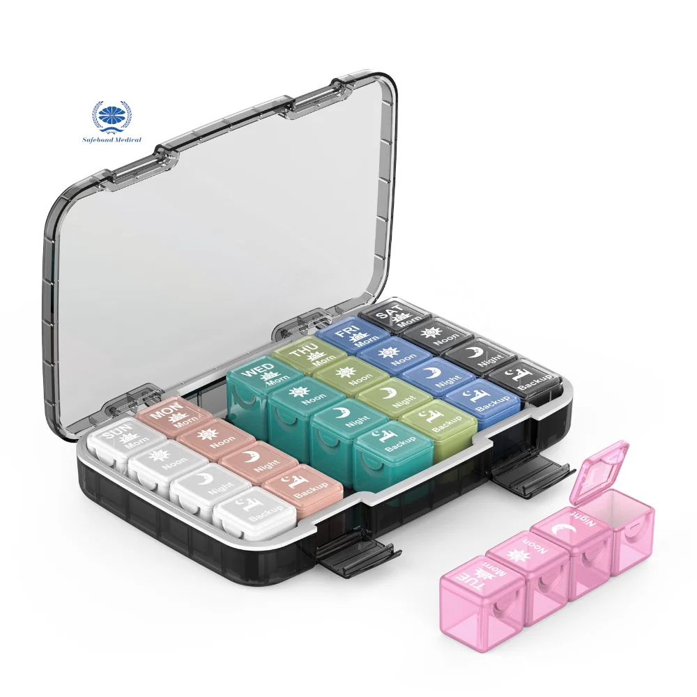 Portable large-capacity weekly storage box with customizable logo pill box