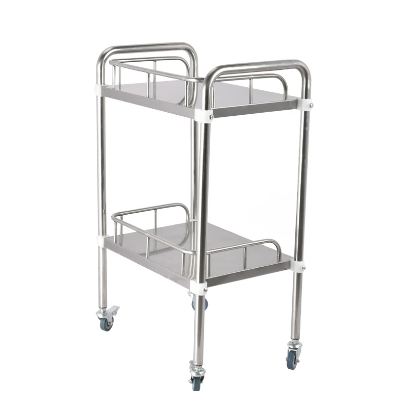 Factory Outlet Silver Stainless Steel Medical Surgical Hospital Nursing Trolley Cart
