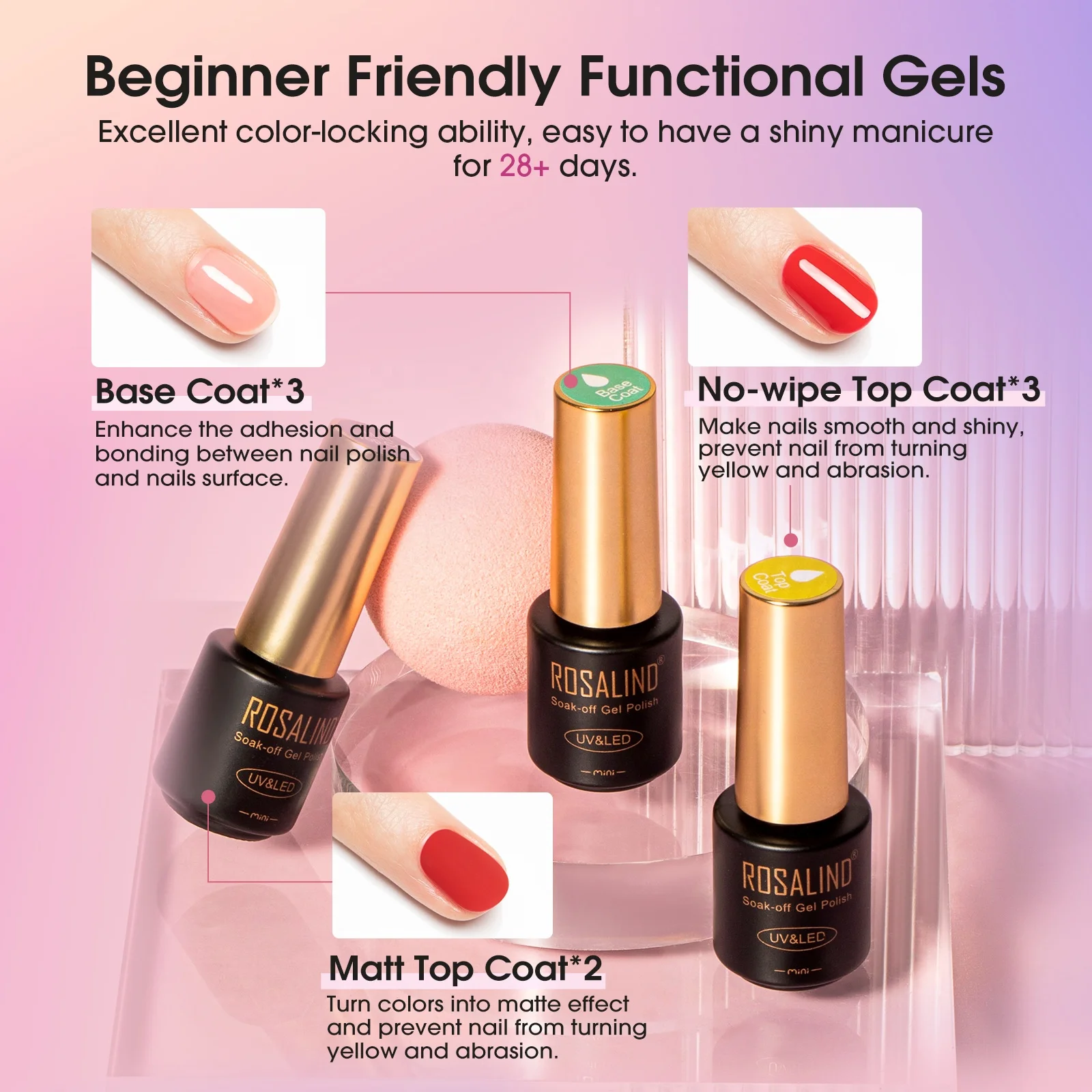 ROSALIND Private Label Nail Art Kits Professional Set Box OEM Large 100 Colors Uv Lamp Gel Nail Polish Set With Manicure Tools