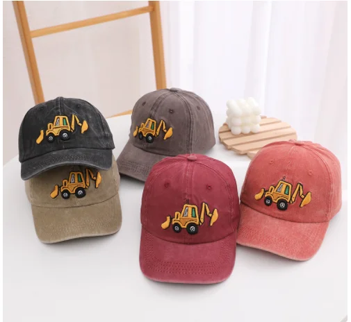 Children High Quality Custom logo Embroidery Curved Brim Solid Color Cotton outdoor Windproof sunhat baseball caps