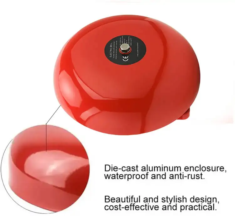 24V electric 8 Inch Bell Indoor or Outdoor Automatic Waterproof Fire Alarm Bell for Fire Alarm System