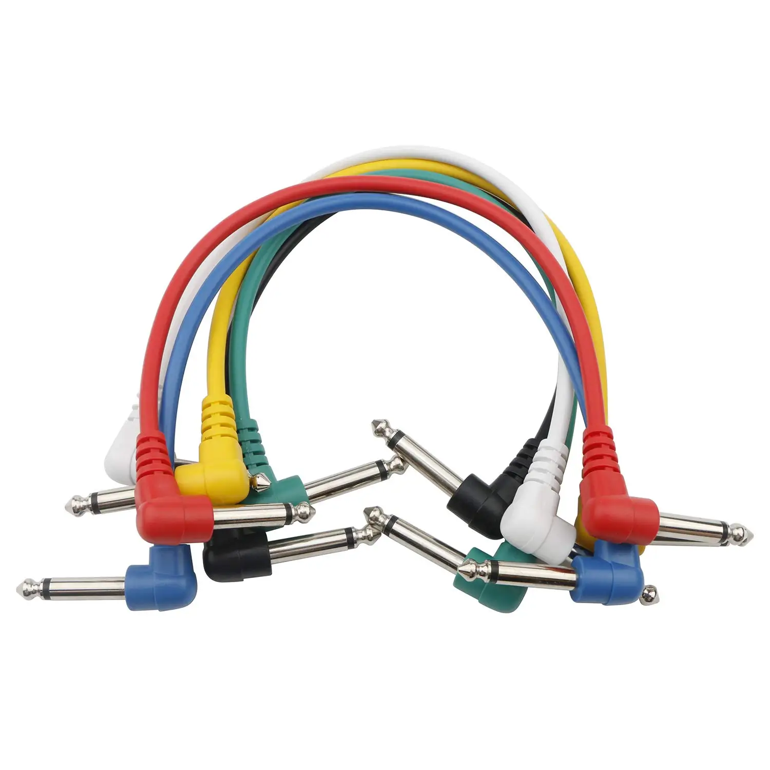 Wholesale 6PCS 20CM Audio Mono Pedalboard Cord Instrument Cables Colored Effect Pedal Patch Cable Guitar