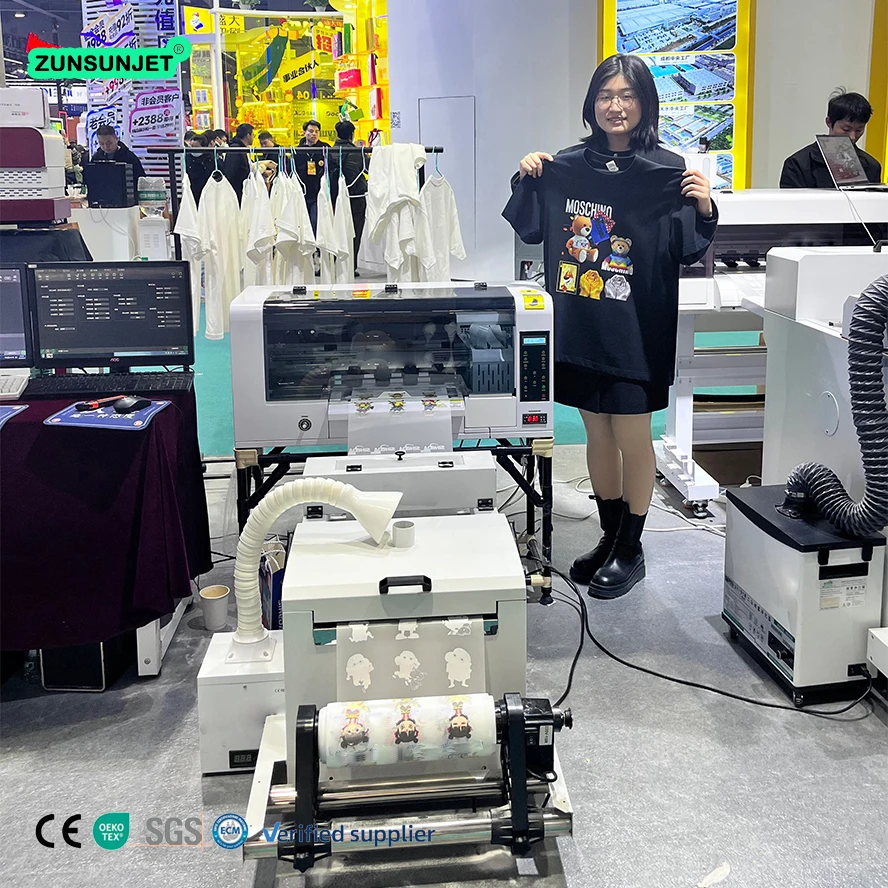 ZUNSUNJET Dtf Printer Xp600 13Inch Diy Shirts Machine Price With Xp600 Heads Power Shaker Dtf Printer For T-Shirt Printing
