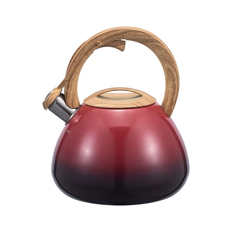 High Quality Kitchen Home Black Coating Coffee kettle Stainless Steel Whistling Kettle Wood Handle Tea Pot
