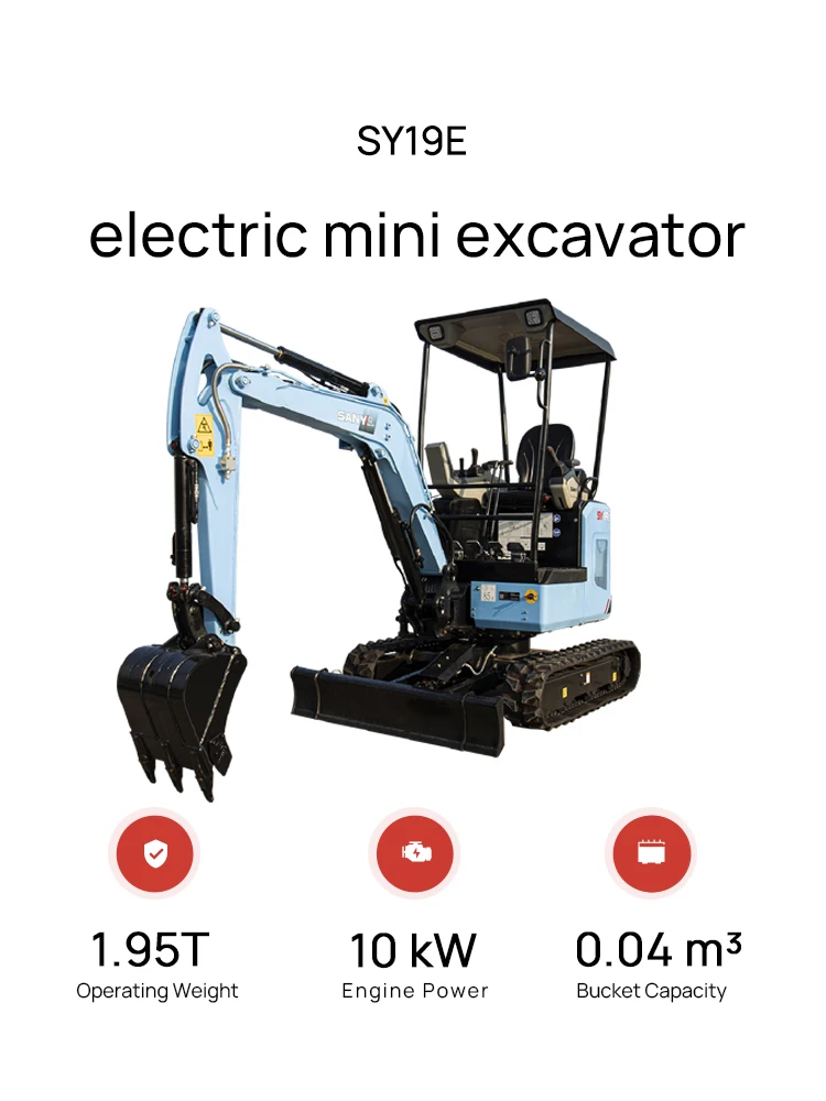 SANY SY19E tilling soil lifting feed bags battery mini excavator electric micro digger for sale