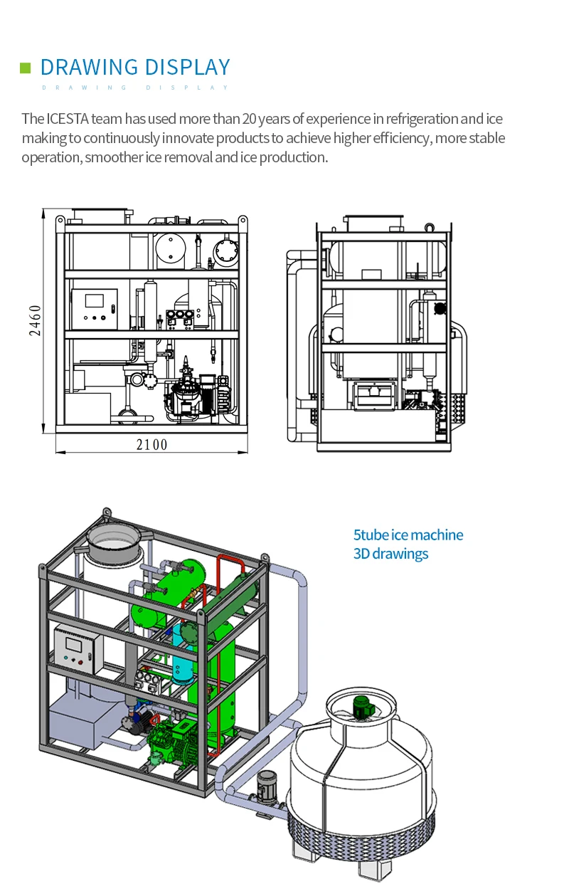 Icesta industrial commercial  tube ice machine 2ton 10 ton price 