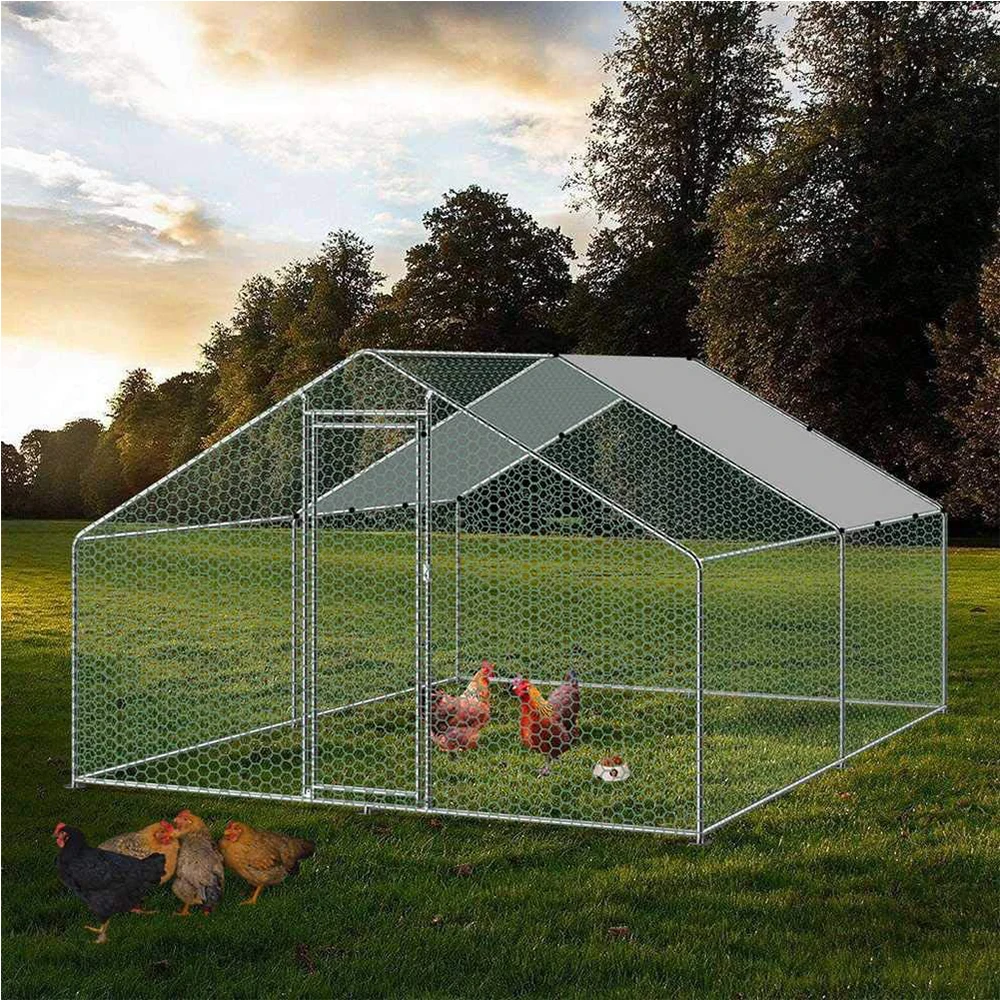 Metal  Chicken Coop  Hen House Large Rabbit Hutch Poultry Cage Pen Backyard Cages for Laying Hens
