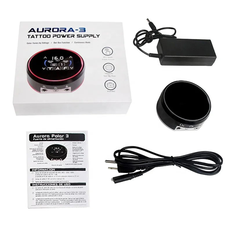New Design Aurora 3 Digital LCD Tattoo Power Supply With Power Adaptor Mini Led Touchpad Tattoo Supplies