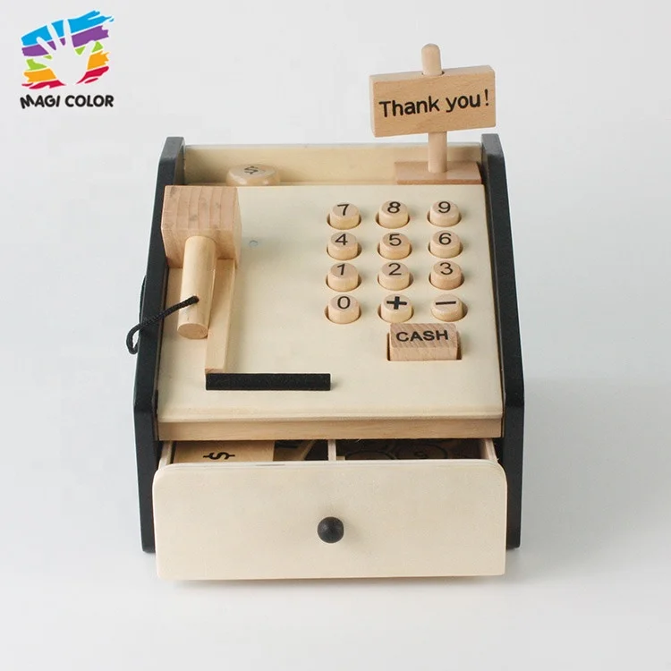 Ready To Ship kids wooden toy cash register for pretend play W10A066
