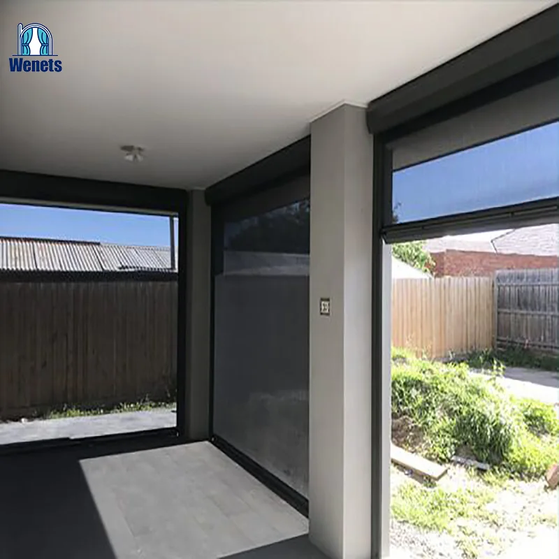 Windproof/Fireproof/waterproof/UV-Protecting Outdoor Motorized Zip Track Blinds For Patio And Swimming Pool