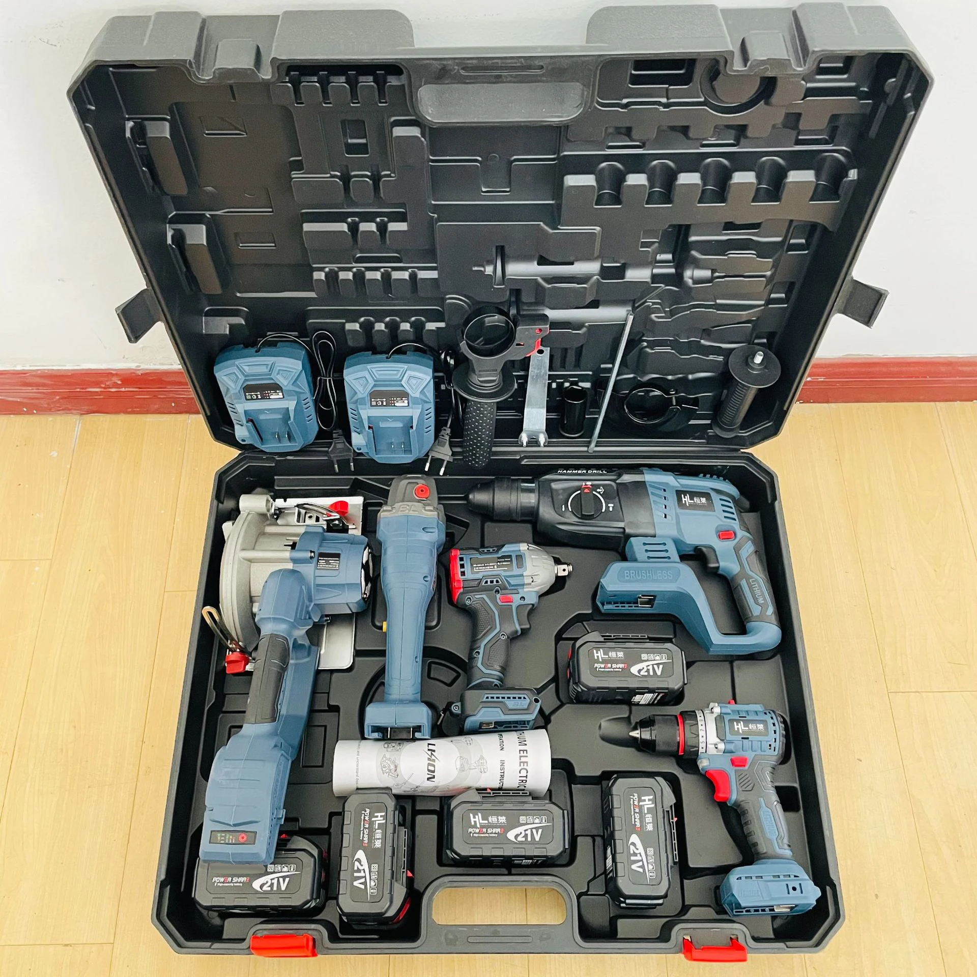 Акции HENGLAI! Большая скидка!! Доступные продажи для MKT Combo Power Tools 6 наборов набор инструментов 20 В вольт беспроводные дрели батарея DIY