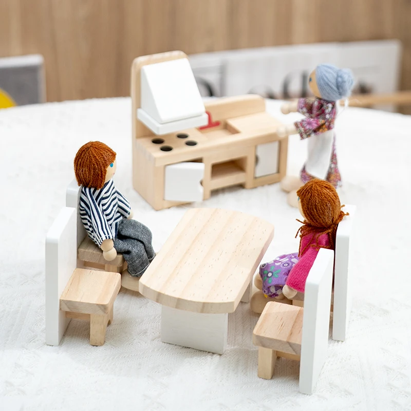 2024 Danish Solid Wood Furniture Pretend Play Toy Set Montessori Educational Toy Kids Unisex Toddler Boys Girls CE Certified New