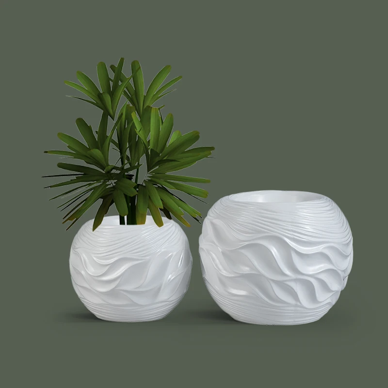 Creative White Luxury Vase Indoor Modern Sphere Fiberglass Decorative Vases