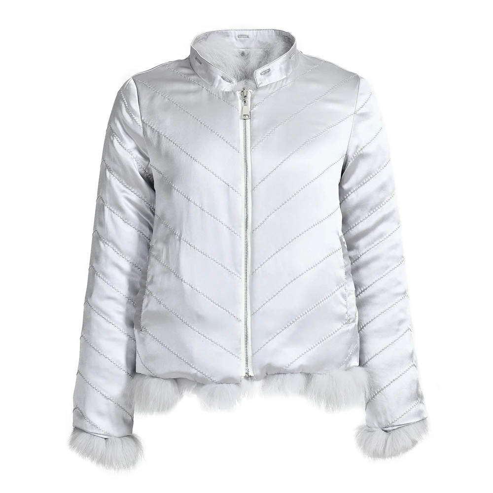 Genuine Fox Fur 100% Silk Lining Reversible Jacket For Ladies Double-sided Wear Winter Custom Wholesale Real Fox Fur Coat Women