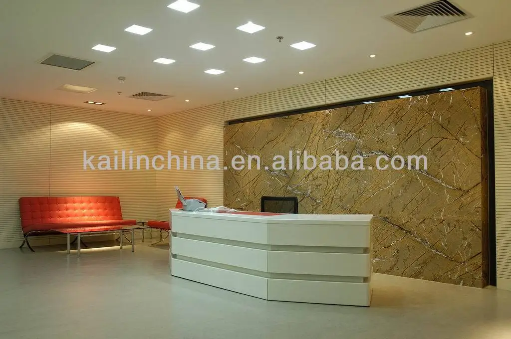 KL-RT018 modern high quality factory directly sell green material customized veneer office reception table front counter OEM