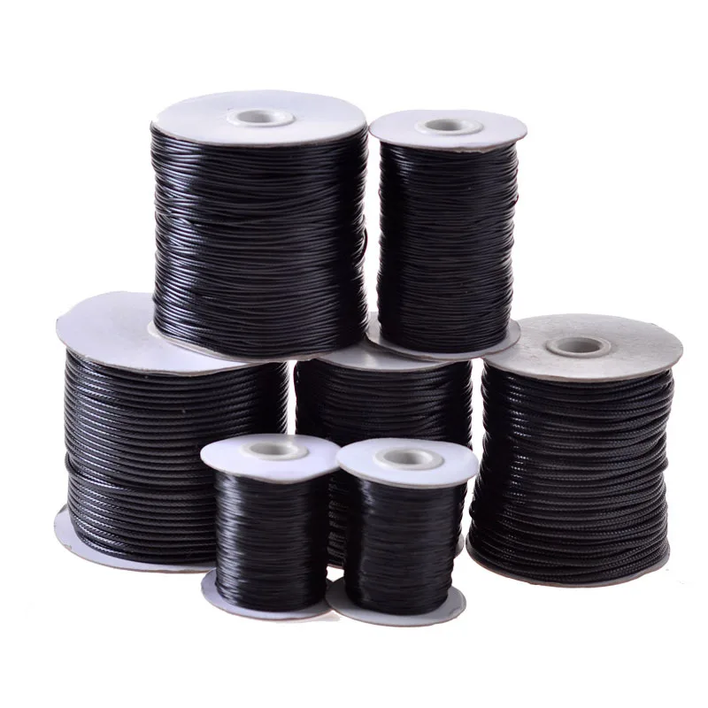 Black Waxed Cotton Roll Cord Waxed Thread Cord String Strap c For Jewelry Making Supplies Wholesale
