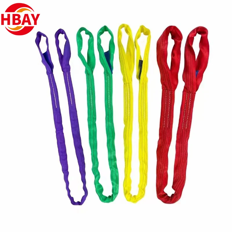 Polyester Lifting Sling Webbing Belt Woven Strap Flat Crane Towing Accessories