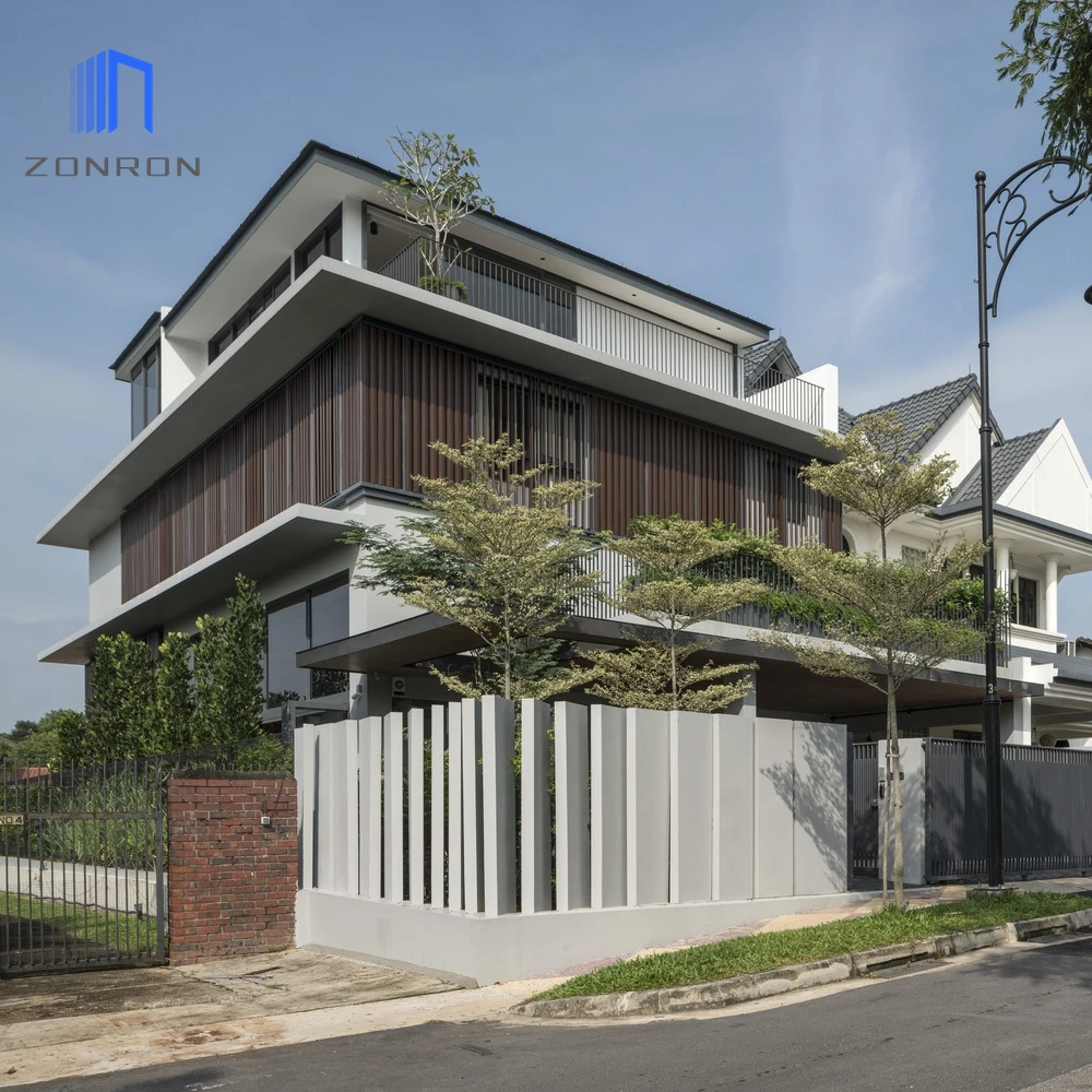 Zonron Building Powder coating Aluminum Airfoil louvers wall facade Shades sunshade airfoil sun louver fence louver