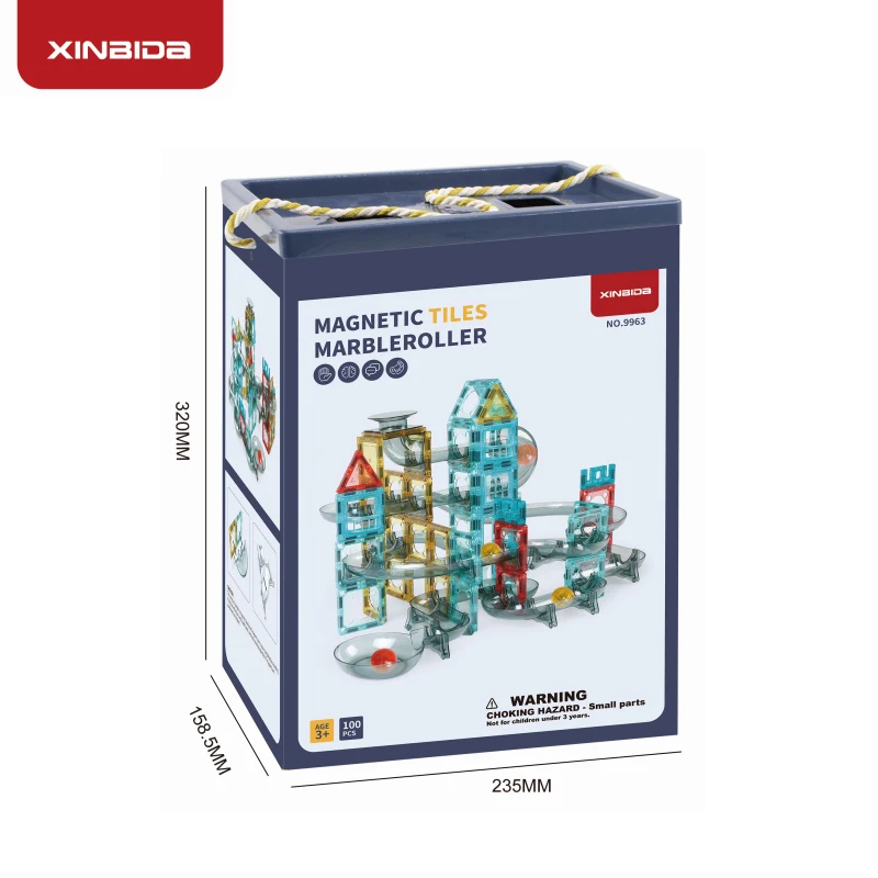 100pcs Colorful Marble Run Magnetic Construction Block Set Roll Ball Track Toy Plastic Kids Maze Building Toy