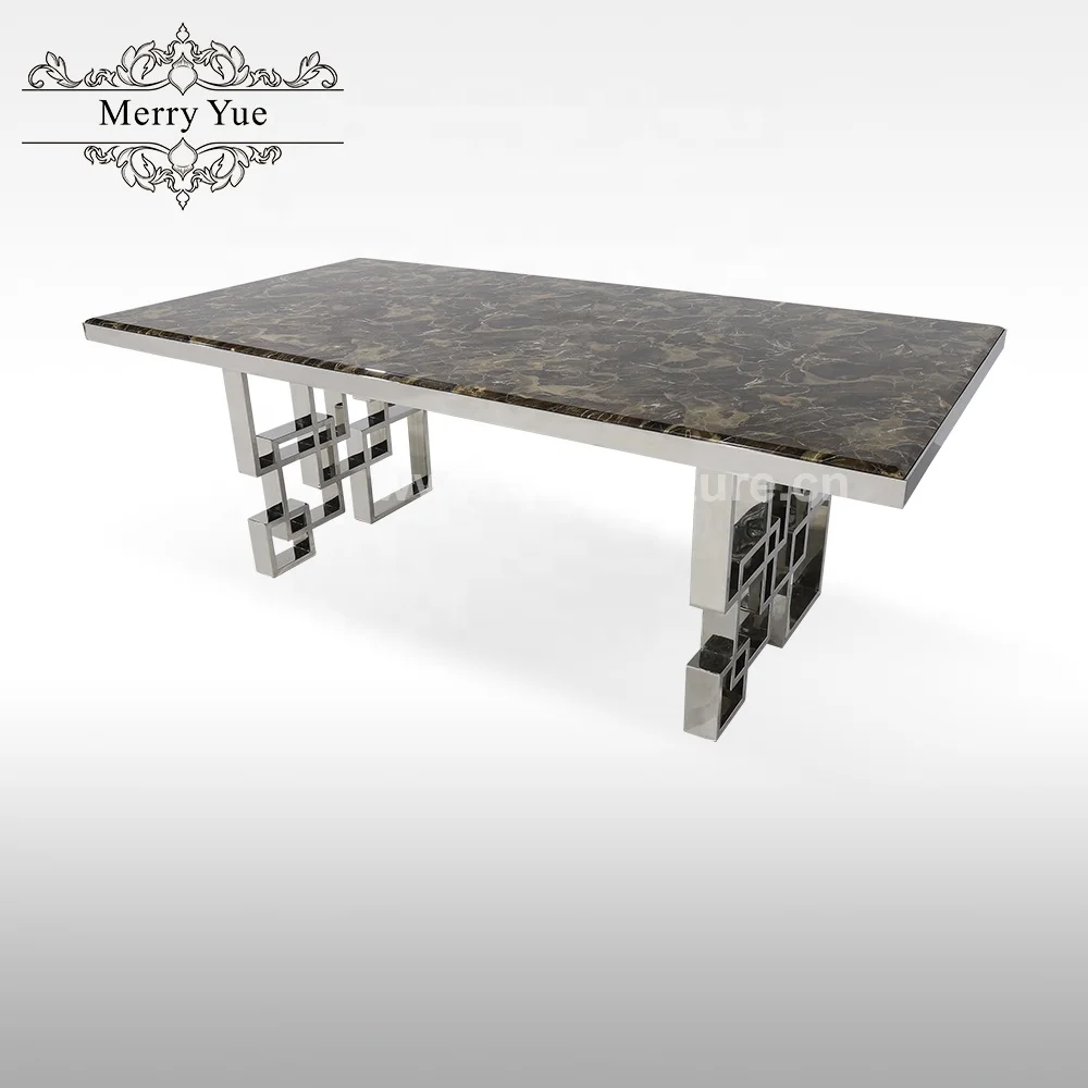 
stainless steel strong base clear tempered glass top rectangle dining table 