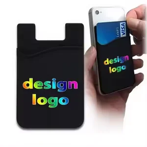 promotion Silicone Phone Card Holder Wallet Case Phone Wallet Stick On Credit Card Holder Phone Pocket Advertising Custom Logo