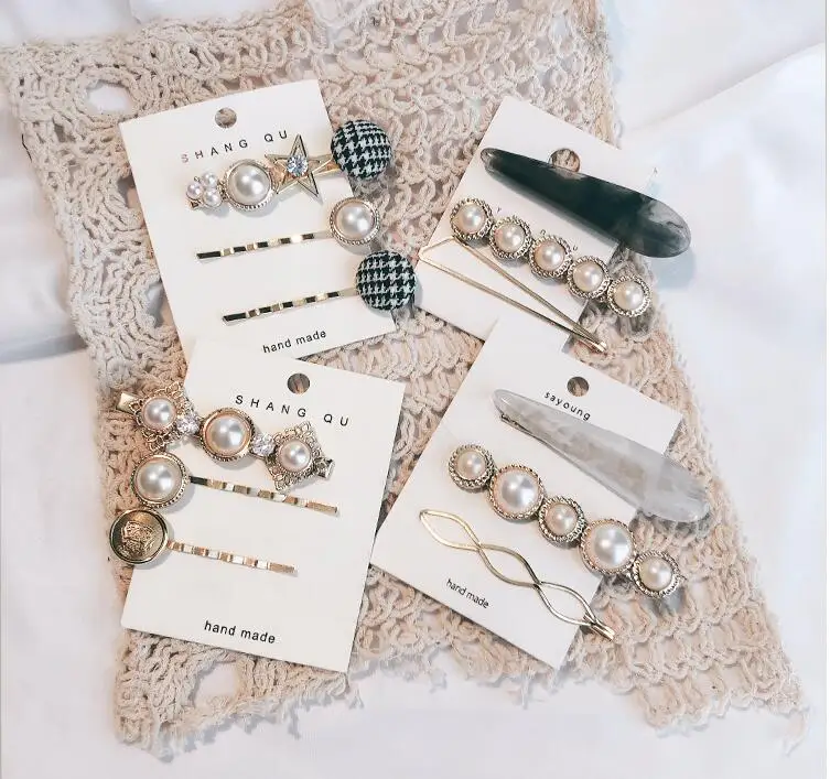 
Pearl side hairpin Korea ins net red girl clip cute headwear children small side clip girl bb clip 