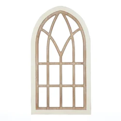 Farmhouse Home White Wooden Wall Window Arch Rustic Large Home Cathedral Arch Wall Decor