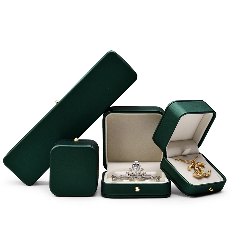 
Factory Direct Supply Dark green PU Custom Jewelry Boxes With Logo Jewelry Packaging Box 
