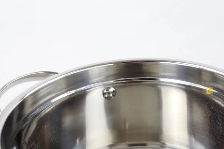 
double handle glass cover 201 stainless steel double bottom small stockpot personal hot pot 