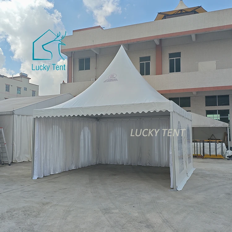 Guangzhou Factory Sale 5*5m Gazebo Party Tent Pagoda Tent For Events Wedding with White Blackout Curtain