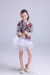 Kids Sequin Stage Jazz Dance Suits For boys Girls Morden Dance costumes