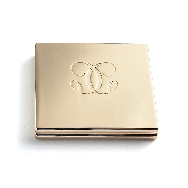 Velvet Pouch Packing Gold Plated Debossed Logo Fashion Hand Bag Cosmetic Compact Mirror