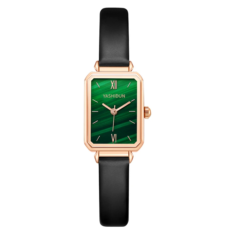 HOT Little Green Table square Plate Ladies Watch Waterproof Quartz Restoring Ancient Ways with Malachite Female Skin