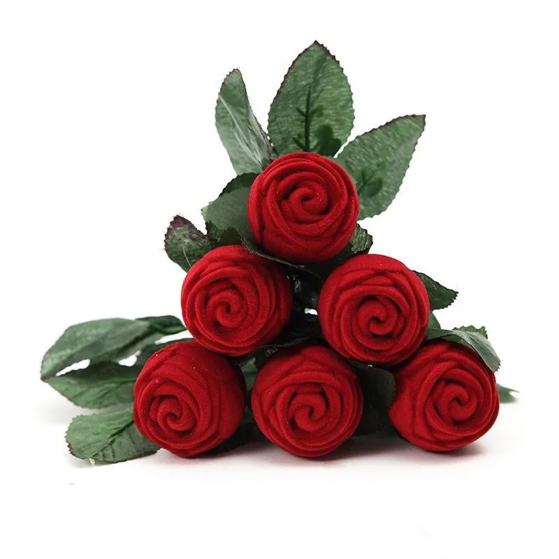Red Rose Shaped Jewelry Cases Display Packaging Gift Boxes for Necklace Earrings Ring Bracelets
