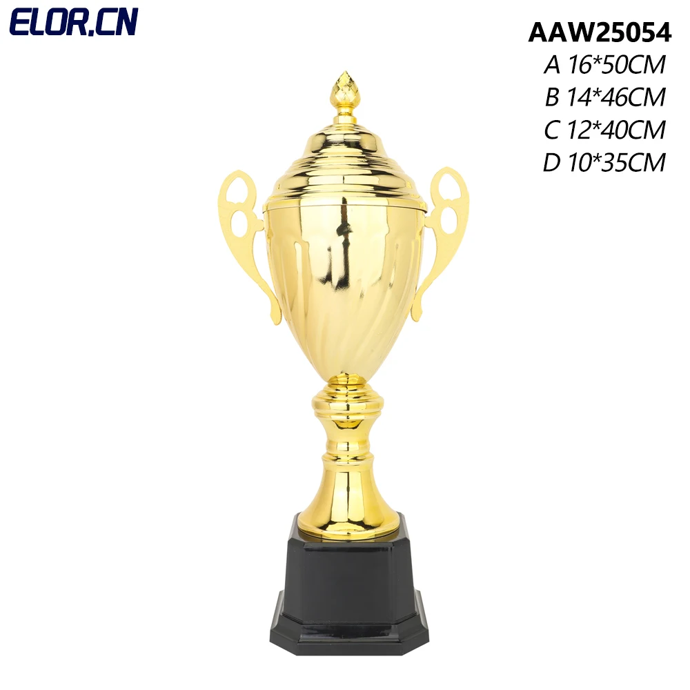 Elor Custom Made Good Quality Sports Metal Golden Award Trophies With Custom Nameplates For Ball Sports Games Competition